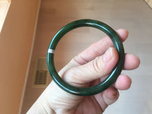 Load image into Gallery viewer, 62mm certified 100% Natural dark green/black round cut nephrite (碧玉) bangle HN16-9150