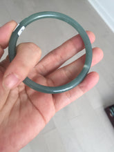 Load image into Gallery viewer, 61mm Certified Type A 100% Natural icy watery dark green/blue/gray/black slim round cut Guatemala Jadeite bangle BP29-7056