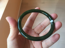 Load image into Gallery viewer, 62mm certified 100% Natural dark green/black round cut nephrite (碧玉) bangle HN16-9150