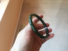 Load image into Gallery viewer, 62mm certified 100% Natural dark green/black round cut nephrite (碧玉) bangle HN16-9150
