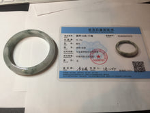 Load image into Gallery viewer, 54.9mm Certificated light green/purple with green floating flowers  jadeite jade bangle S84-7072