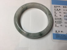 Load image into Gallery viewer, 54.9mm Certificated light green/purple with green floating flowers  jadeite jade bangle S84-7072