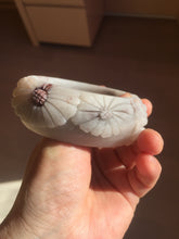 Load image into Gallery viewer, 58mm 100% natural white/gray/pink/brown/purple Quartzite (Shetaicui jade) carved flowers bangle XY111