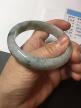 Load image into Gallery viewer, 54.9mm Certificated light green/purple with green floating flowers  jadeite jade bangle S84-7072