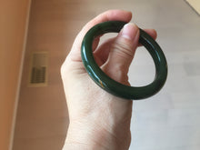 Load image into Gallery viewer, 54.7mm certified 100% Natural dark green black (碧玉) nephrite Jade bangle HN22-9135