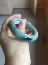 Load image into Gallery viewer, 54mm certified 100% natural Type A green white with green floating flowers chubby jadeite bangle PB245-9551