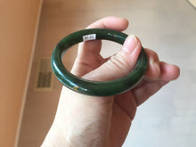 Load image into Gallery viewer, 54.7mm certified 100% Natural dark green black (碧玉) nephrite Jade bangle HN22-9135