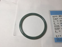 Load image into Gallery viewer, 60mm Certified Type A 100% Natural light green/blue with flying snow Guatemala slim round cut Jadeite bangle PD70-8146
