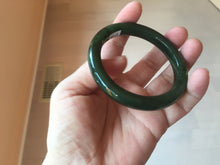 Load image into Gallery viewer, 54.7mm certified 100% Natural dark green black (碧玉) nephrite Jade bangle HN22-9135