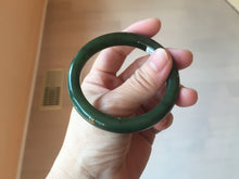 Load image into Gallery viewer, 54.7mm certified 100% Natural dark green black (碧玉) nephrite Jade bangle HN22-9135