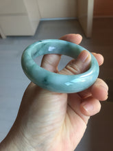 Load image into Gallery viewer, 54mm certified 100% natural Type A green white with green floating flowers chubby jadeite bangle PB245-9551