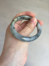 Load image into Gallery viewer, 49mm certified Type A 100% Natural icy watery yellow black(WuJi) oval Jadeite Jade bangle BM113-2674