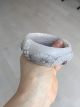 Load image into Gallery viewer, 58mm 100% natural white/gray/pink/brown/purple Quartzite (Shetaicui jade) carved flowers bangle XY111
