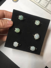 Load image into Gallery viewer, 100% natural type A icy watery green dark green four-prong jadeite jade ring group AA92