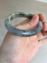 Load image into Gallery viewer, 49mm certified Type A 100% Natural icy watery yellow black(WuJi) oval Jadeite Jade bangle BM113-2674