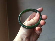 Load image into Gallery viewer, 59.2mm certified 100% Natural dark green/black nephrite (碧玉) bangle HN24-9139