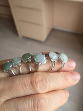 Load image into Gallery viewer, 100% natural type A icy watery green dark green four-prong jadeite jade ring group AA92