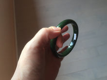 Load image into Gallery viewer, 59.2mm certified 100% Natural dark green/black nephrite (碧玉) bangle HN24-9139