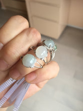 Load image into Gallery viewer, 100% natural type A icy watery green dark green four-prong jadeite jade ring group AA92