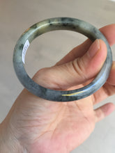 Load image into Gallery viewer, 49mm certified Type A 100% Natural icy watery yellow black(WuJi) oval Jadeite Jade bangle BM113-2674