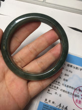 Load image into Gallery viewer, 57.2mm certified natural Type A oily dark green/black jadeite jade bangle BG77-0408