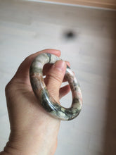 Load image into Gallery viewer, 53.4mm 100% natural pink/black time series(时光系列) round cut style rose stone (Rhodonite) bangle XY86