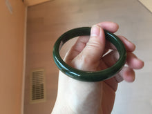 Load image into Gallery viewer, 59.2mm certified 100% Natural dark green/black nephrite (碧玉) bangle HN24-9139