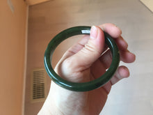 Load image into Gallery viewer, 59.2mm certified 100% Natural dark green/black nephrite (碧玉) bangle HN24-9139