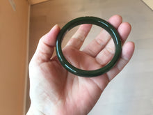 Load image into Gallery viewer, 59.2mm certified 100% Natural dark green/black nephrite (碧玉) bangle HN24-9139