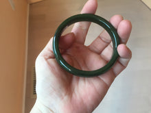 Load image into Gallery viewer, 59.2mm certified 100% Natural dark green/black nephrite (碧玉) bangle HN24-9139