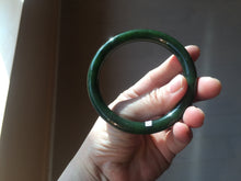 Load image into Gallery viewer, 60mm certified 100% Natural dark green/black round cut nephrite (碧玉) bangle HN23-9145