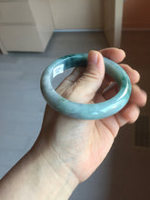 Load image into Gallery viewer, 57mm Certified Type A 100% Natural sunny green/gray/black chubby Jadeite bangle PB243-9556