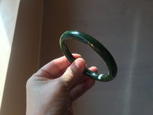 Load image into Gallery viewer, 60mm certified 100% Natural dark green/black round cut nephrite (碧玉) bangle HN23-9145