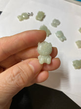 Load image into Gallery viewer, Type A 100% Natural light green jadeite jade cat kitty pendant BG43