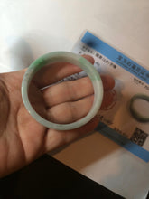 Load image into Gallery viewer, 52.8mm Certified type A 100% Natural sunny green/white square Jadeite Jade bangle BF63-4716