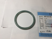 Load image into Gallery viewer, 58.5mm Certified Type A 100% Natural light green/blue/gray Guatemala slim round cut Jadeite bangle PD72-8135