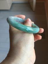 Load image into Gallery viewer, 57mm Certified Type A 100% Natural sunny green/gray/black chubby Jadeite bangle PB242-9546