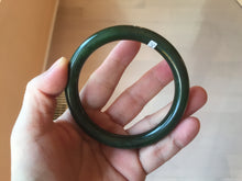 Load image into Gallery viewer, 60mm certified 100% Natural dark green/black round cut nephrite (碧玉) bangle HN23-9145