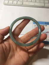 Load image into Gallery viewer, 58.5mm Certified Type A 100% Natural light green/blue/gray Guatemala slim round cut Jadeite bangle PD72-8135