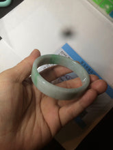 Load image into Gallery viewer, 52.8mm Certified type A 100% Natural sunny green/white square Jadeite Jade bangle BF63-4716