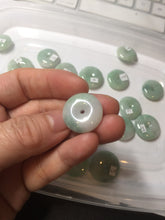 Load image into Gallery viewer, 18-23.5mm Type A 100% Natural light green sunny green white Jadeite Jade Safety Guardian Button donuts Pendant group AA67