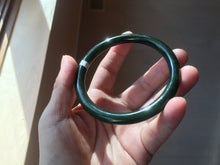 Load image into Gallery viewer, 62mm certified 100% Natural dark green/black round cut nephrite (碧玉) bangle HN21-9155