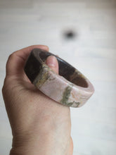 Load image into Gallery viewer, 55.2mm 100% natural pink/yellow/dark red/black time series(时光系列) Square style rose stone (Rhodonite)square bangle XY85