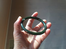 Load image into Gallery viewer, 62mm certified 100% Natural dark green/black round cut nephrite (碧玉) bangle HN21-9155