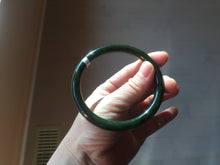 Load image into Gallery viewer, 62mm certified 100% Natural dark green/black round cut nephrite (碧玉) bangle HN21-9155