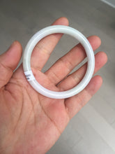 Load image into Gallery viewer, 54.5mm Certified type A 100% Natural light green white purple slim round cut Jadeite bangle BN20-9106