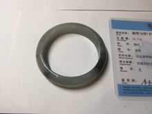 Load image into Gallery viewer, 53.7mm certificated Type A 100% Natural dark green gray black Jadeite Jade bangle S87-7052
