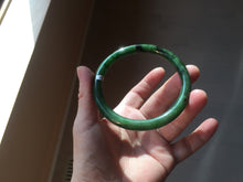 Load image into Gallery viewer, 62mm certified 100% Natural dark green/black round cut nephrite (碧玉) bangle HN20-9149