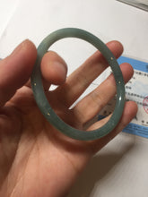 Load image into Gallery viewer, 60mm Certified Type A 100% Natural light green/blue/gray Guatemala slim round cut Jadeite bangle PD73-8152