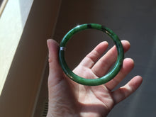 Load image into Gallery viewer, 62mm certified 100% Natural dark green/black round cut nephrite (碧玉) bangle HN20-9149